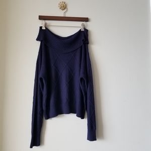 NWT NY&C Eva Mendes Navy Off Shoulder Sweater
